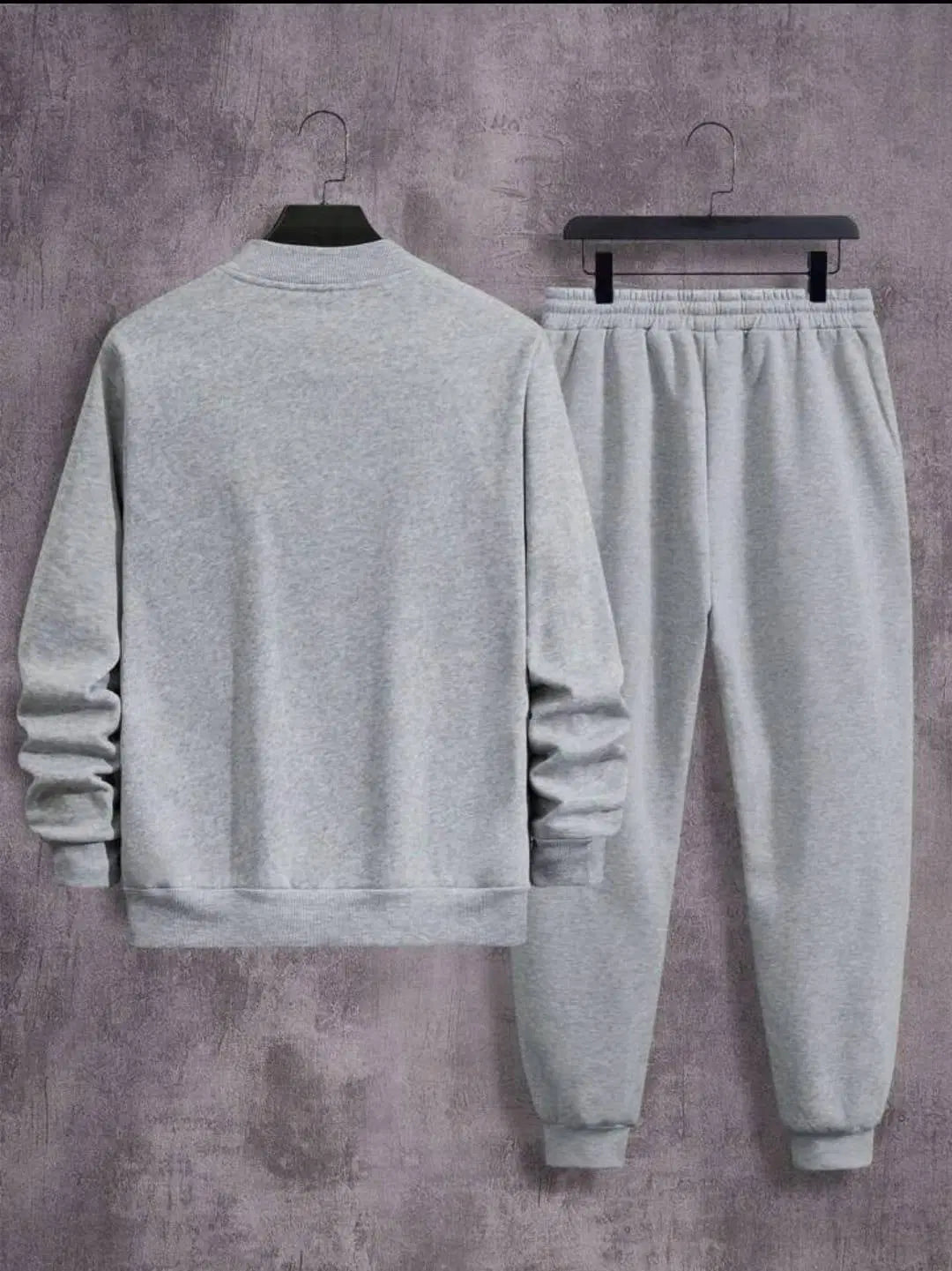 2 Pcs Men's Fleece Plain Zipper Track Suit